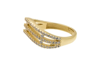 9ct Yellow Gold Cubic Zirconia Multi-Row Dress Ring 3.9g