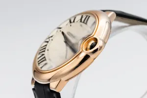 Cartier Ballon Bleu 42mm 18ct Rose Gold Black Leather W6900651 2012