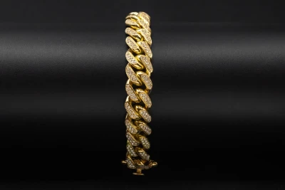 14ct Yellow Gold Diamond Cuban Bracelet 7cts VS