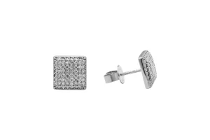 9ct White Gold Pave Diamond Stud Earrings 0.58ct 1.8g