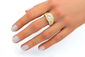 9ct Yellow Gold Diamond President Design Mens Ring 1.70ct GIA Certified