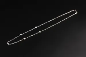 9ct White Gold Cubic Zirconia Necklace 17" 4.1g