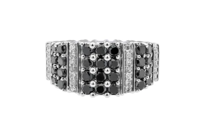 9ct White Gold Black & White Diamond Ring 0.97ct
