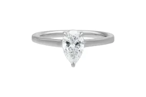 18ct White Gold Pear Shape Diamond Engagement Ring 0.80ct GIA Certified