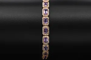 14ct Rose Gold Diamond Bracelet With Purple Sapphires 2.01ct