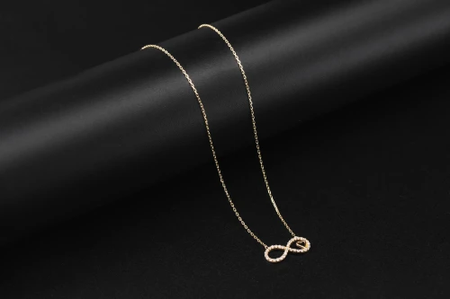 14ct Yellow Gold Cubic Zirconia Infinity Necklace 17" 2.20g