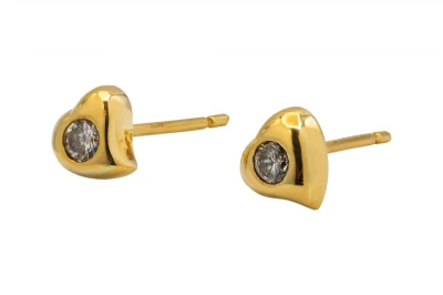 9ct Yellow Gold Heart Shaped Diamond Stud Earrings 0.20ct