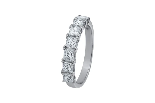 18ct White Gold Princess Cut Diamond 7 Stone Ring 1.05ct