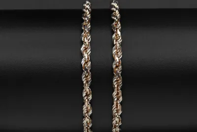 9ct Rose Gold Diamond Cut Rope Chain 34.8g