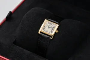 Cartier Tank Française 20mm Black Leather 18ct Yellow Gold 2385 Circa 2010