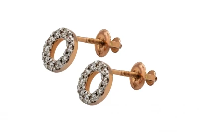 9ct Rose Gold Diamond Circle Studs 0.18ct 1g