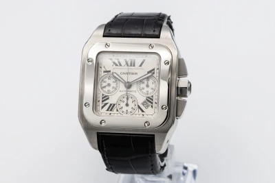 Cartier Santos 100XL 41mm Chronograph Black Leather W20090X8 2011