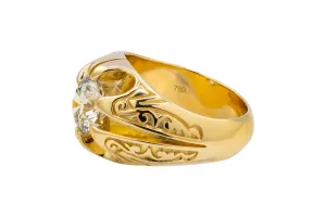 18ct Yellow Gold Diamond Signet Ring 2.00ct GIA Certified