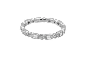 18ct White Gold Diamond Baguette & Round Full Eternity Ring 0.50ct