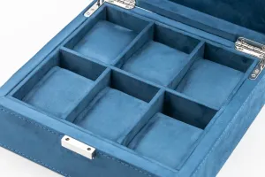 TDB Watch Storage Box - Navy Blue Velvet - 6 Watch Capacity