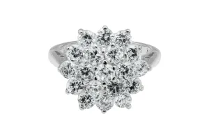 9ct White Gold Cluster Design Diamond Ring 1.17ct 4.7g