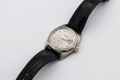 Rolex Day-Date 36mm Black Leather 18ct White Gold 1803 1874