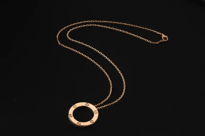 Cartier LOVE Pendant 3 Diamond 18ct Rose Gold Necklace 0.07ct