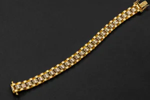 9ct Yellow Gold CZ Presidential Children's Bracelet 20.4g