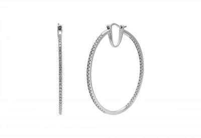 18ct White Gold Diamond Hoop Earrings 0.92cts