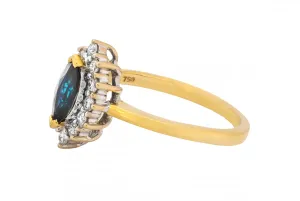 18ct Yellow Gold Diamond & Marquise Sapphire Ring 0.75ct