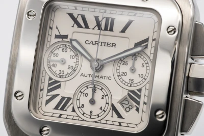 Cartier Santos 100XL 41mm Chronograph Black Leather W20090X8 2011