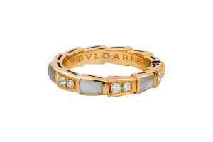 Bvlgari 18ct Rose Gold Serpenti Viper Ring 0.21ct