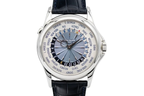 Patek Philippe World Time Navy Leather 39mm 5130P-001 2008 UNWORN
