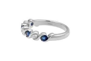 18ct White Gold Diamond & Sapphire Ring 0.32ct 3.5g