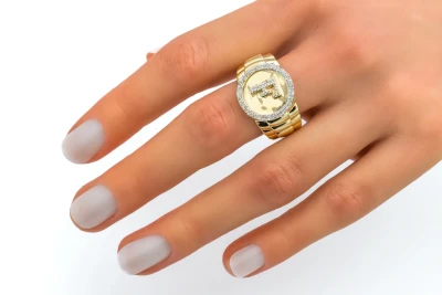 9ct Yellow Gold Diamond F Initial Mens Ring 0.25ct 6g