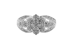 9ct White Gold Art Deco Diamond Ring 0.33ct