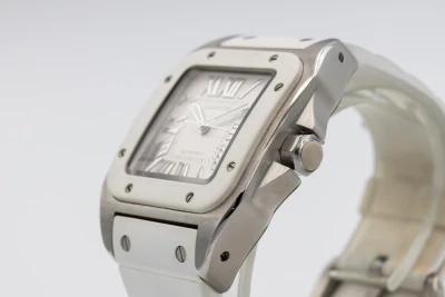 Cartier Santos 100 Midi 33mm White Rubber 2878 Circa 2010