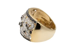 9ct Yellow Gold Black & White Diamond Ring 0.51ct 5.6g