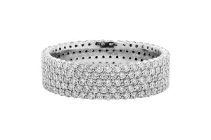 Platinum 5 Row Diamond Mens Eternity Band 4.22ct