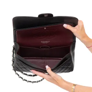 Chanel Black Caviar Leather Jumbo Double Flap Classic Bag