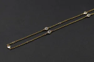 9ct Yellow Gold Cubic Zirconia Fine Chain 3.9g