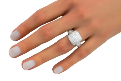 14ct White Gold Princess Cut Diamond Cluster Ring 1.39ct