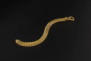 9ct Yellow Gold Double Curb Bracelet 7.5" 13g
