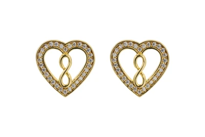 9ct Yellow Gold Cubic Zirconia Classic Gold Heart Studs 2.2g