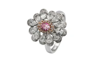 18ct White Gold Rose Cut  & Pink Diamond Ring 1.90ct 5.08g