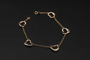Tiffany & Co Elsa Peretti® Open Heart 18ct Rose Gold Bracelet 7.1g