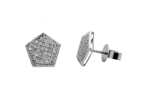 14ct White Gold Diamond Pentagon Stud Earrings 0.20ct