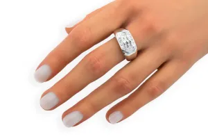 14ct White Gold Diamond Double Row Baguette Mens Ring 0.23ct 5.3g