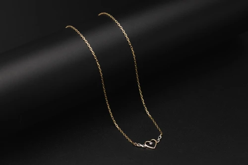 9ct Yellow Gold Cubic Zirconia Heart Necklace 16" 2.3g