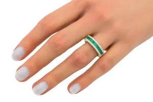 18ct Yellow Gold Emerald & Diamond Ring 4.5g