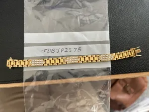 9ct Presidential Cubic Zirconia Childrens Bracelet 22.5g