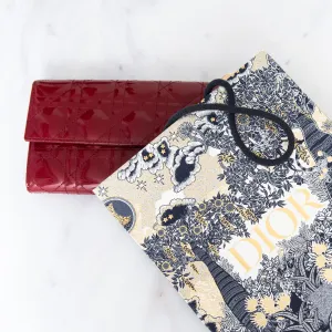 Dior Red Patent Leather Cannage Lady Dior Wallet On Chain Bag