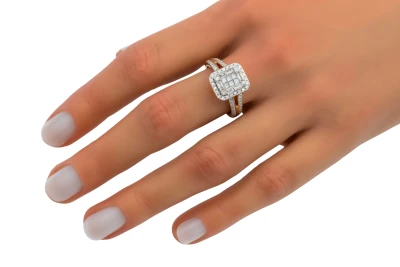 18ct Rose Gold Princess, Baguette & Round Brilliant Diamond Engagement Ring 1.74ct
