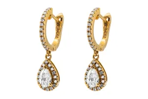 18ct Yellow Gold Pear Drop Diamond Hoops 0.66ct