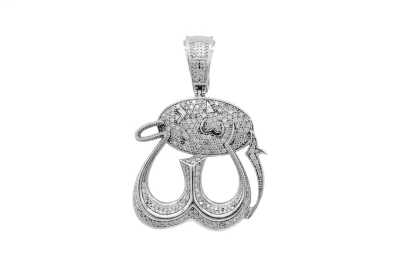 9ct White Gold Diamond Allah Pendant 1.30cts